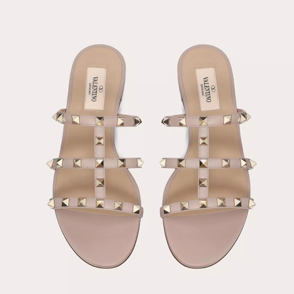 Valentino Rockstud Caged Flat Slide Sandals